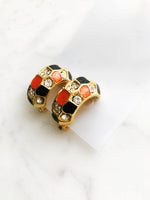 Alexia Orange Enamel Clip on Earrings