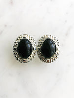 Erica Black Silver Earrings