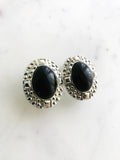 Erica Black Silver Earrings