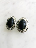 Erica Black Silver Earrings