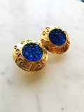 Rosa Blue Bubbles Gold Earrings