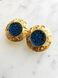 Rosa Blue Bubbles Gold Earrings