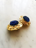 Rosa Blue Bubbles Gold Earrings