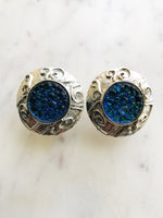 Rosa Blue Bubbles Silver Earrings