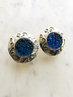 Rosa Blue Bubbles Silver Earrings