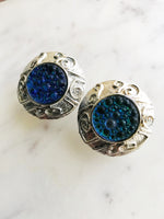 Rosa Blue Bubbles Silver Earrings