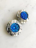 Rosa Blue Bubbles Silver Earrings