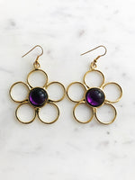 Vintage Flower Power Purple Earrings