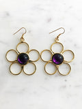 Vintage Flower Power Purple Earrings