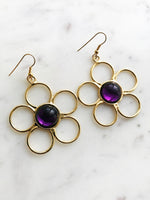 Vintage Flower Power Purple Earrings