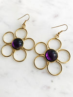 Vintage Flower Power Purple Earrings