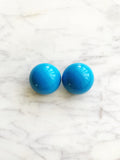 Vintage Blue Dome 50s Clip on Earrings