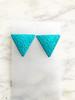 Teal Triangle Earrings