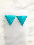 Teal Triangle Earrings