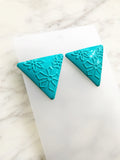 Teal Triangle Earrings