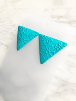 Teal Triangle Earrings