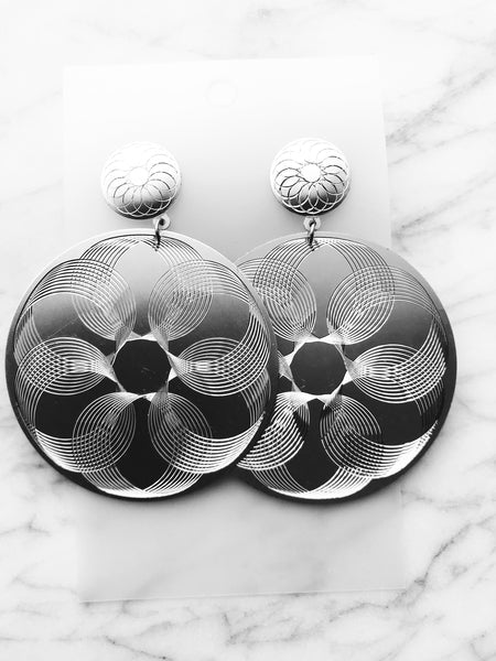 Etched Silver Disk Earrings