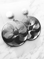 Etched Silver Disk Earrings