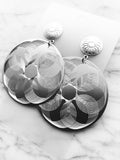 Etched Silver Disk Earrings