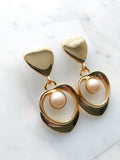 Retro Heart Pearl Earrings