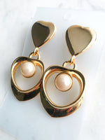 Retro Heart Pearl Earrings