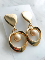 Retro Heart Pearl Earrings