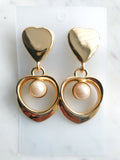 Retro Heart Pearl Earrings