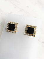 Vintage Crystal Square Earrings