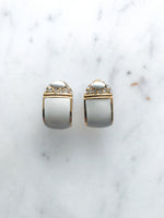 Sally Gold & White Enamel Half Huggie  Earrings