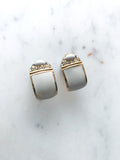 Sally Gold & White Enamel Half Huggie  Earrings