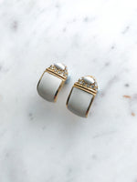 Sally Gold & White Enamel Half Huggie  Earrings