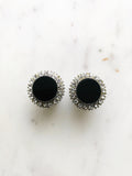 Vintage Black Enamel & Crystal Earrings