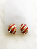 Red Enamel Clip On Earrings