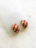 Red Enamel Clip On Earrings