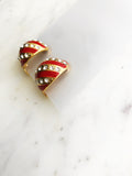 Red Enamel Clip On Earrings