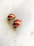 Red Enamel Clip On Earrings