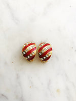 Red Enamel Clip On Earrings