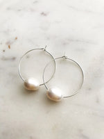 Natural White Freshwater Potato Pearl Hoops