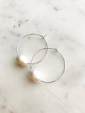 Natural White Freshwater Potato Pearl Hoops