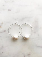 Natural White Freshwater Potato Pearl Hoops