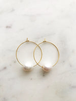 Natural White Freshwater Potato Pearl Hoops