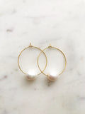 Natural White Freshwater Potato Pearl Hoops