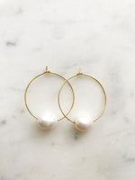 Natural White Freshwater Potato Pearl Hoops