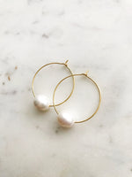 Natural White Freshwater Potato Pearl Hoops