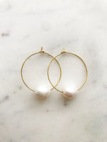 Natural White Freshwater Potato Pearl Hoops