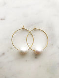 Natural White Freshwater Potato Pearl Hoops