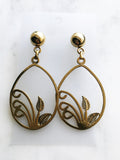 Vintage Leaf Hoop Earrings