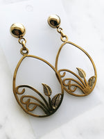 Vintage Leaf Hoop Earrings