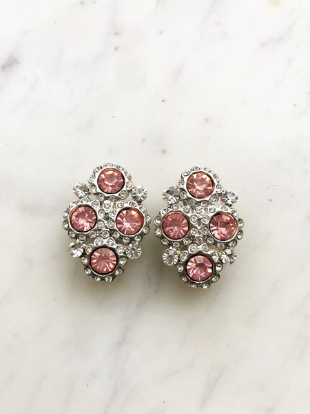 Add a touch of vintage charm to your ensemble with our Vintage Light Pink Crystal Clip-on Earrings! These dainty darlings are like a sip of rosé for your ears – chic, fun, and effortlessly stylish. Clip 'em on, and let your ears bloom with retro elegance!  Vintage Crystal  Sliver Plated  Clip on Earrings  43mm x 26mm