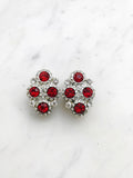 Harper Vintage Ruby Red Crystal Clip on Earrings